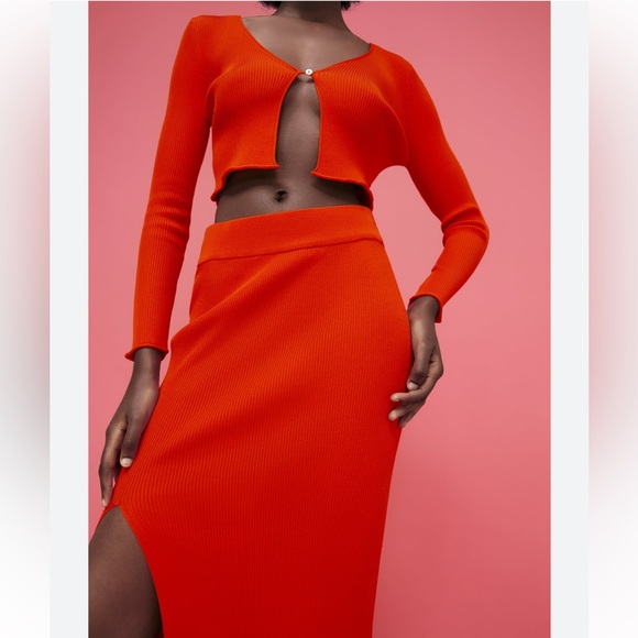 Zara 3 piece ribbed orange set bundle S - Picture 4 of 8